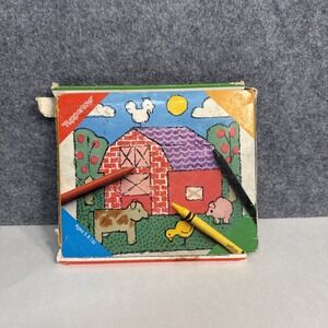 Tupperware 1990 Tuppertoys Picture Plates 6 Rubbing Texture Vtg Complete In Box